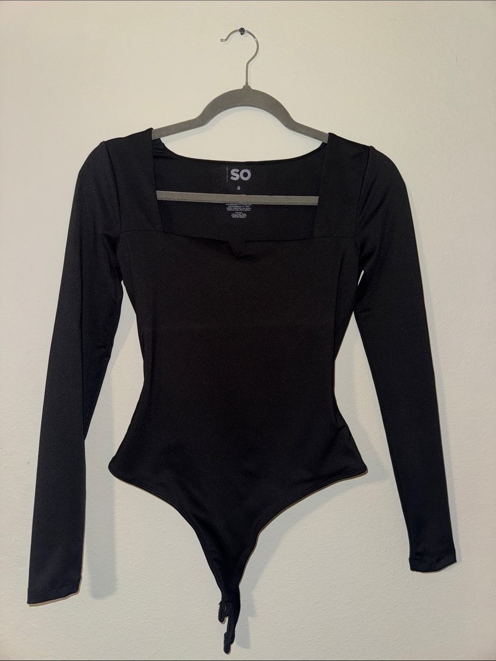 SO Black Square Neck Long Sleeve Bodysuit
